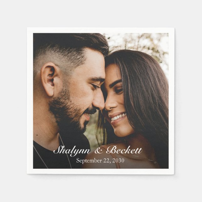 Guardanapo De Papel Foto de casamento moderno (Frente)