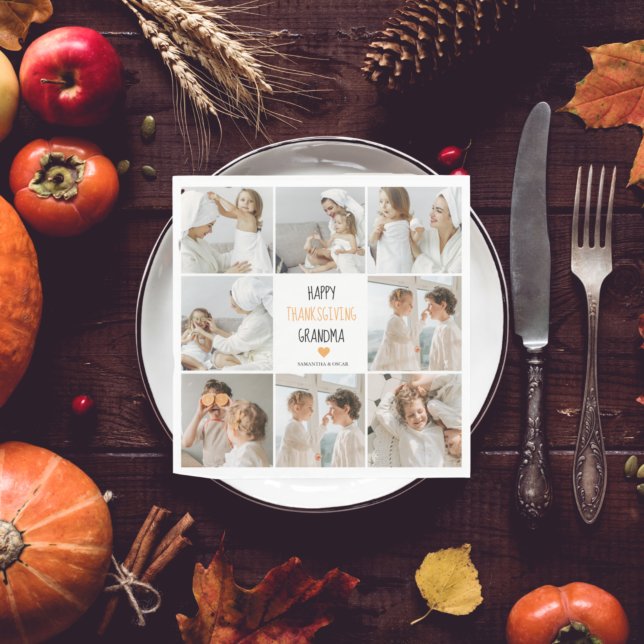 Guardanapo De Papel Foto de Colagem Moderna Feliz Ação de Graças Vovó (Criador carregado)