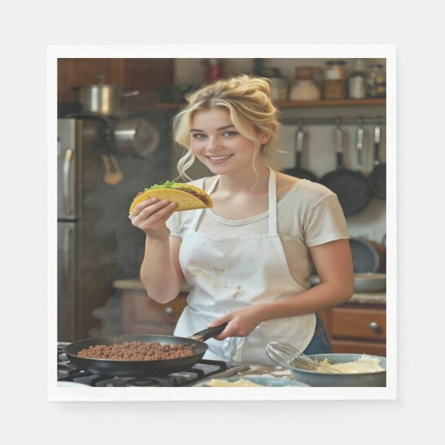 Guardanapo De Papel Foto de Comer Tacos Personalizar (Frente)