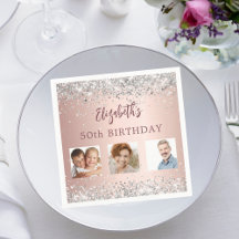 Foto de confete prateado rosa de aniversário