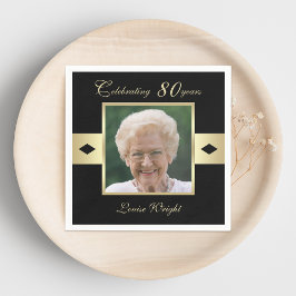 Guardanapo De Papel Foto de Festa de aniversário em papel preto