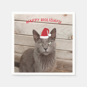 Guardanapo De Papel Foto de gato de Natal feliz