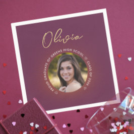 Guardanapo De Papel Foto de Graduação Simples da Burgundy do Na moda M