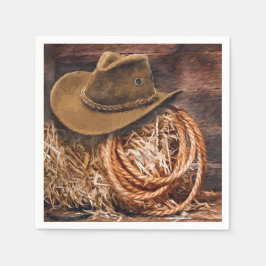 Guardanapo De Papel Foto de Hat Rope Hay do Rustic Cowboy