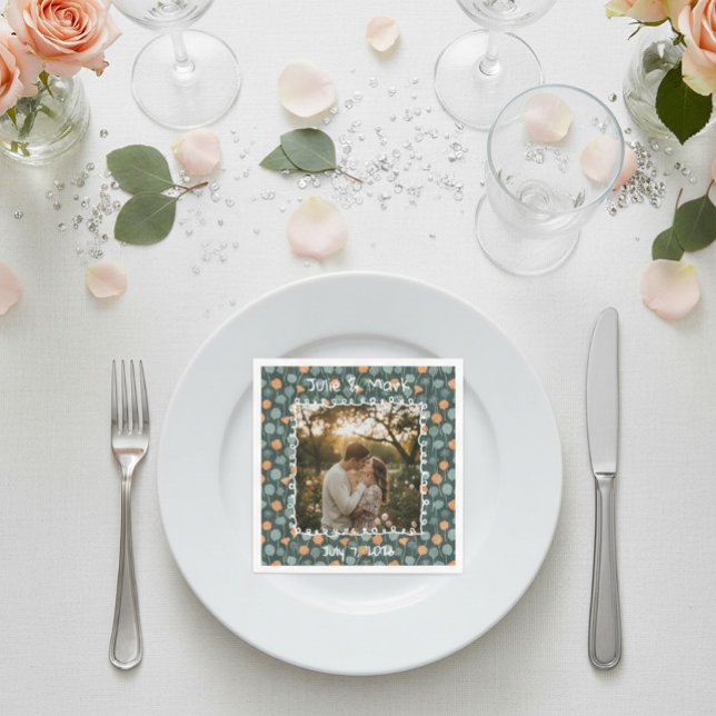 Guardanapo De Papel Foto de Noivado Floral Personalizada  (Criador carregado)