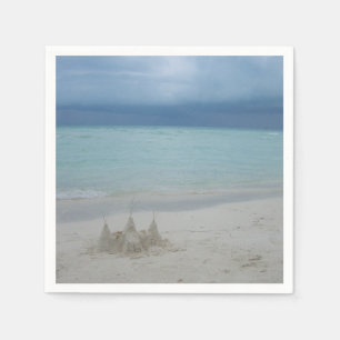 Guardanapo De Papel Foto de Paisagem de Praia de Stormy Sandcastle