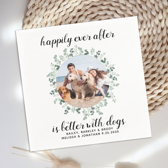 Guardanapo De Papel Foto de Pet Personalizada Feliz Para Sempre Após C (Criador carregado)