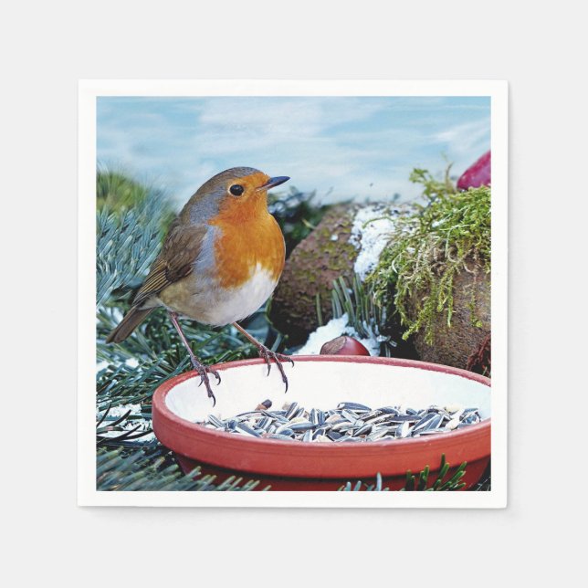 Guardanapo De Papel Foto do alimentador europeu Robin (Frente)