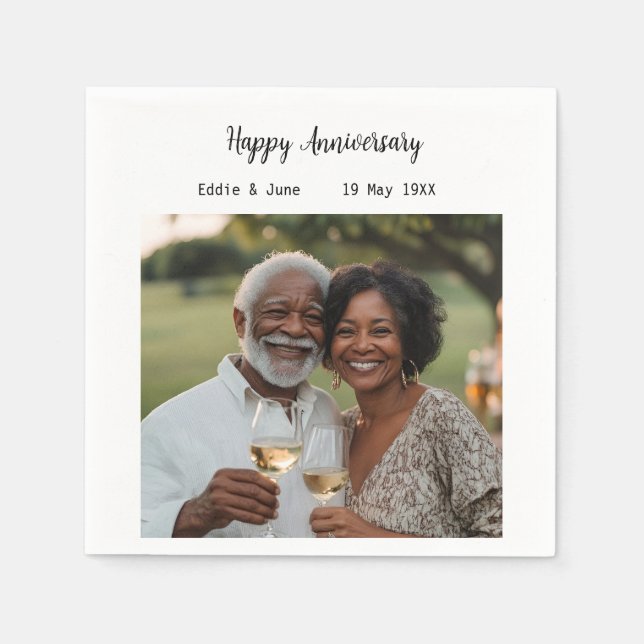 Guardanapo De Papel Foto do aniversário Moderno Napkins White (Frente)