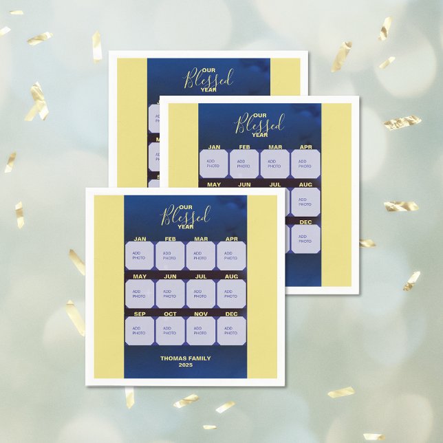 Guardanapo De Papel Foto do Ano Abençoado do feliz ano novo (Happy New Year Blessed Year Photo Napkins)