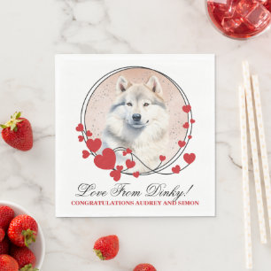 Guardanapo De Papel Foto do Cão com Coroa de Coração Vermelho da Groen