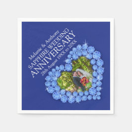 Guardanapo De Papel Foto do coração do Casamento Sapphire e nomes guar