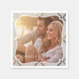 Guardanapo De Papel Foto do Damask Foto do Casamento Cocktail Napkins