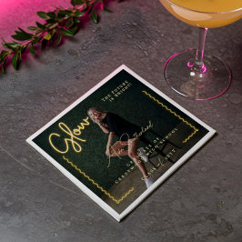 Guardanapo De Papel Foto do Formando de Onda Amarelo Neon com Script B