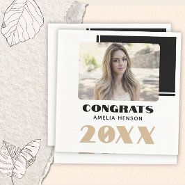 Guardanapo De Papel Foto do Formando de Parabéns Brancos Modernos