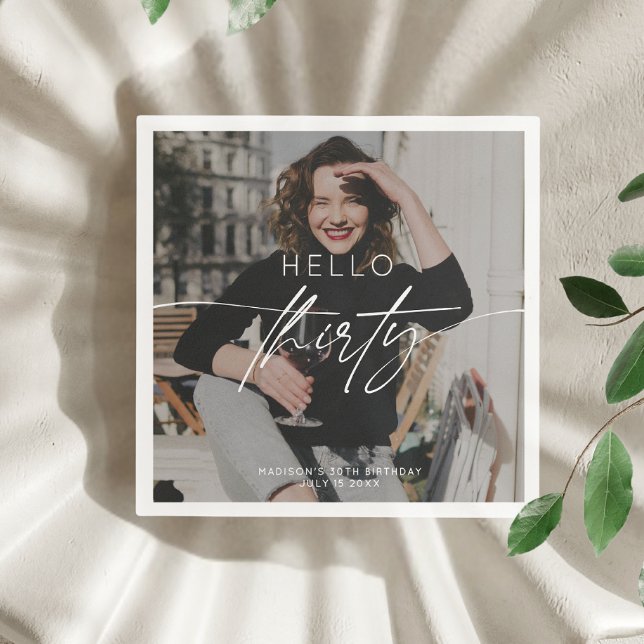 Guardanapo De Papel Foto do Partido Modern Hello 30 aniversário de 30  (Criador carregado)