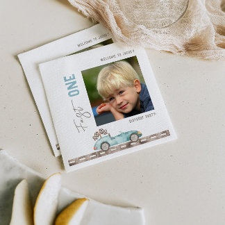 Guardanapo De Papel Foto do primeiro aniversario Race Car