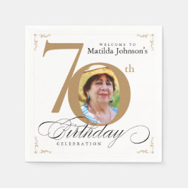 Guardanapo De Papel Foto Dourada Elegante Elegante de Caligrafia de An