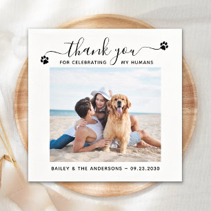 Guardanapo De Papel Foto Elegante Moderna Obrigado Pet Wedding