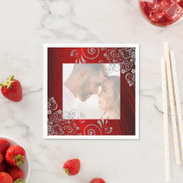 Guardanapo De Papel Foto Elegante Ruby Red Cinza Nadando