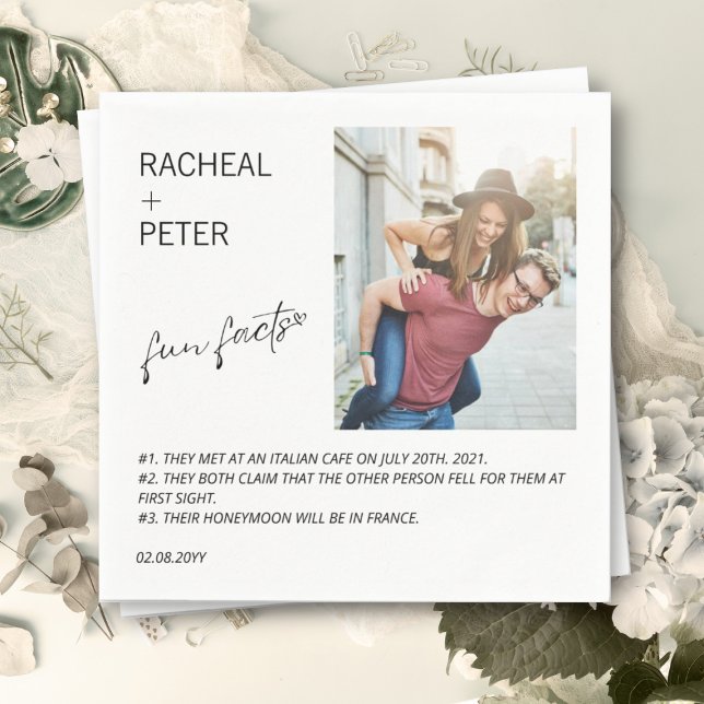 Guardanapo De Papel Foto Elegante Simples Script Divertido Casamento (Criador carregado)