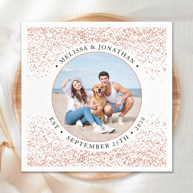 Guardanapo De Papel Foto Glitter Personalizada para Rosa de Casamento  (Criador carregado)