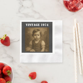 Guardanapo De Papel Foto Infantil Personalizada & Ano Vintage Personal