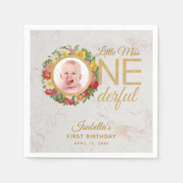 Guardanapo De Papel Foto Maravilhosa Floral Wreath Primeiro Aniversári