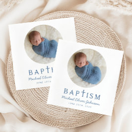 Guardanapo De Papel Foto Moderna Blue Cross Boy Baptism