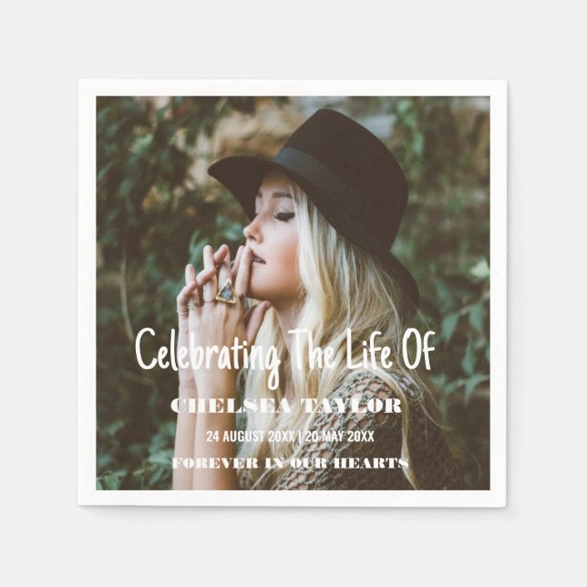 Guardanapo De Papel Foto Moderna Celebração Funeral da Vida Memorial (Frente)
