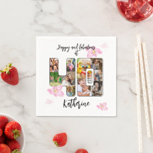Guardanapo De Papel Foto múltipla aniversário de 40 anos feliz e fabul