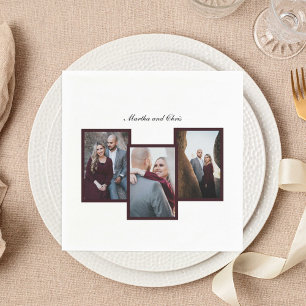 Guardanapo De Papel Foto Personalizada 3 da Colagem de Fotos de Casame