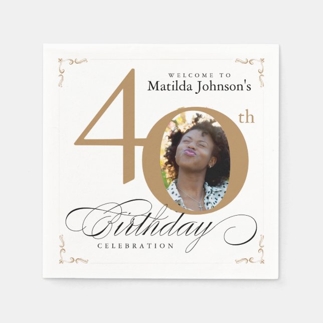 Guardanapo De Papel Foto personalizada da caligrafia branca Dourada do (Frente)