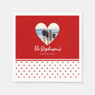 Guardanapo De Papel Foto personalizada da família Red Heart Frame Mode