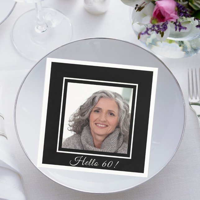 Guardanapo De Papel Foto personalizada de 60 anos preto branco (Criador carregado)