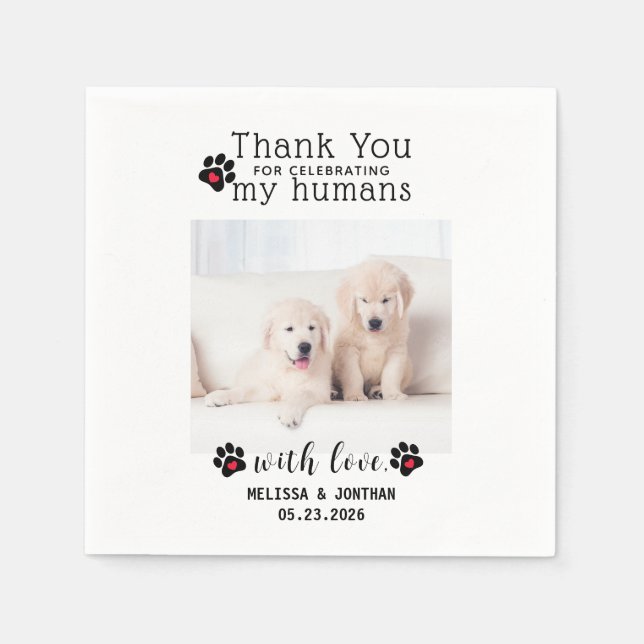 Guardanapo De Papel Foto personalizada de animais de estimação Obrigad (Frente)