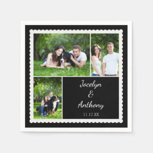 Guardanapo De Papel Foto personalizada de casamento preto e branco