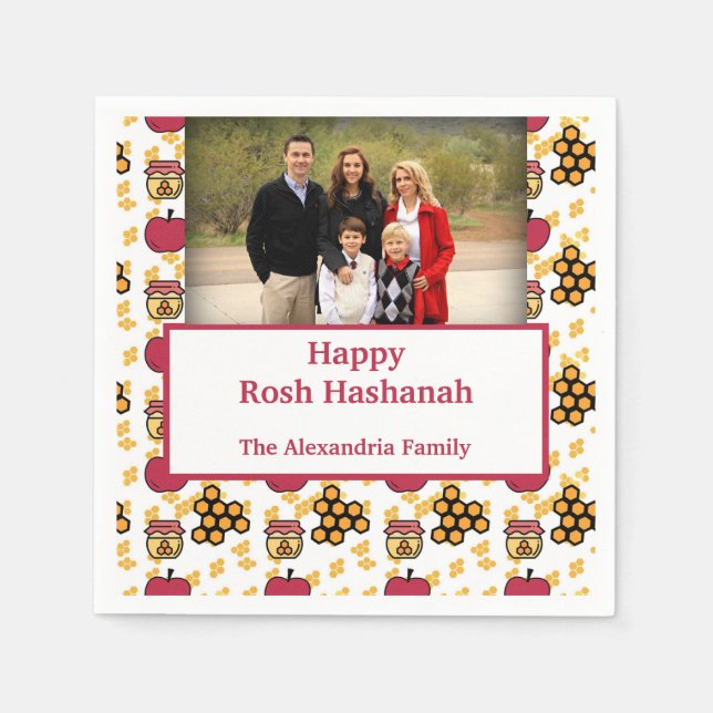 Guardanapo De Papel Foto personalizada de Feliz Rosh Hashanah Jewish A (Frente)