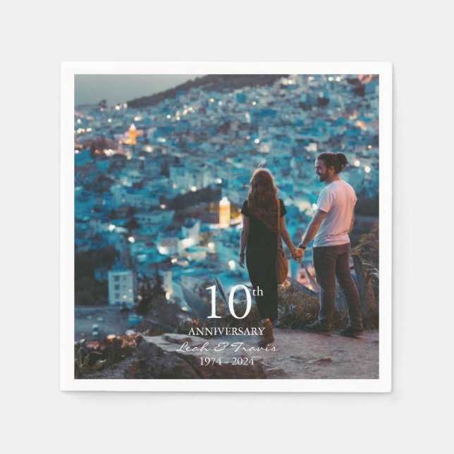 Guardanapo De Papel Foto personalizada do aniversário de casamento fon (Frente)