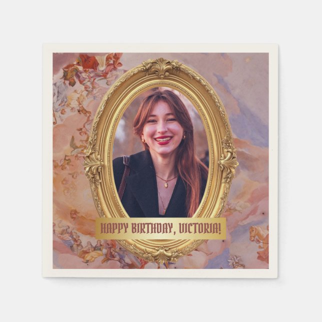 Guardanapo De Papel Foto Rococo Soft Renaissance Dourada Festa de aniv (Frente)