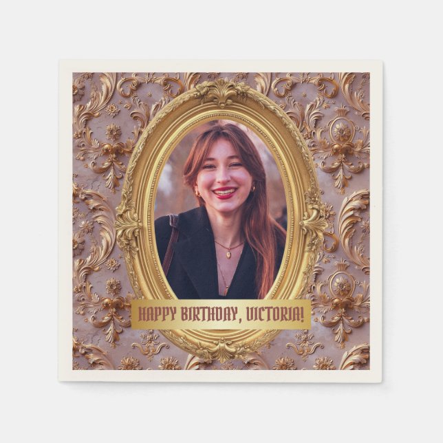 Guardanapo De Papel Foto Rococo Soft Renaissance Dourada Festa de aniv (Frente)