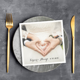 Guardanapo De Papel Foto Wedding personalizada para sempre & sempre