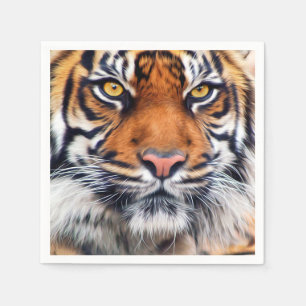 Guardanapo De Papel Fotografia masculina da pintura do tigre Siberian