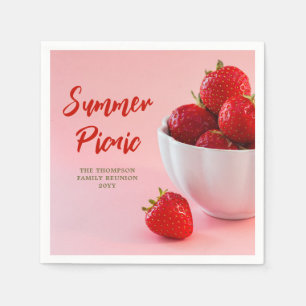 Guardanapo De Papel Fotos de Frutas de Morango Verão Piquenique Reuniã