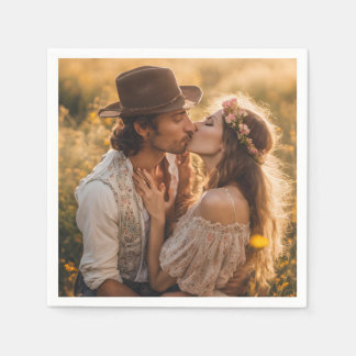 Guardanapo De Papel Fotos Personalizadas de Noivado de Casamento