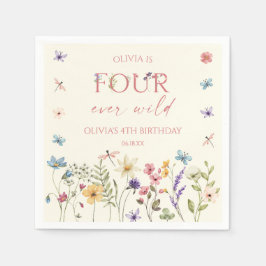 Guardanapo De Papel Four Ever Wild Wildflower 4th Birthday Party