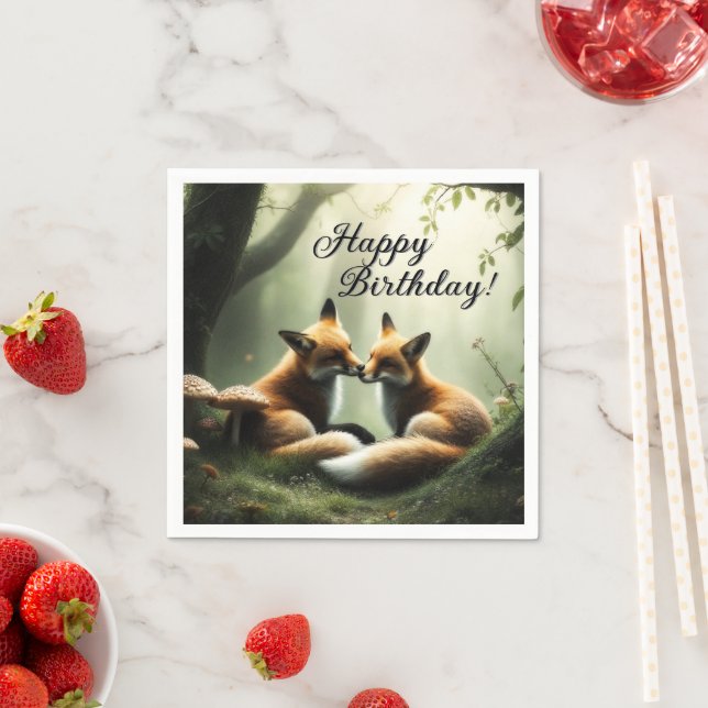 Guardanapo De Papel Fox Cuddle no Misty Forest Birthday (Insitu)
