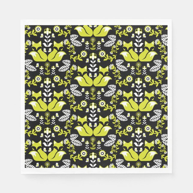 Guardanapo De Papel Fox Nordic Scandinavian Folart Tablecloth (Frente)
