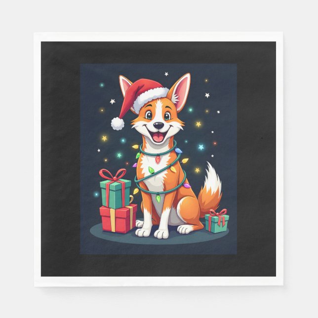 Guardanapo De Papel Fox Terrier Xmas Lighting Papais noeis Fox Terrier (Frente)