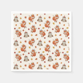 Guardanapo De Papel Foxes and Owl Woodland Fall Kids Birthday Party
